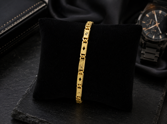 MONARCH DIAMOND LINK MICRO GOLD PLATED BRACELET FOR MEN | PREMIUM BRASS LINK BRACELET