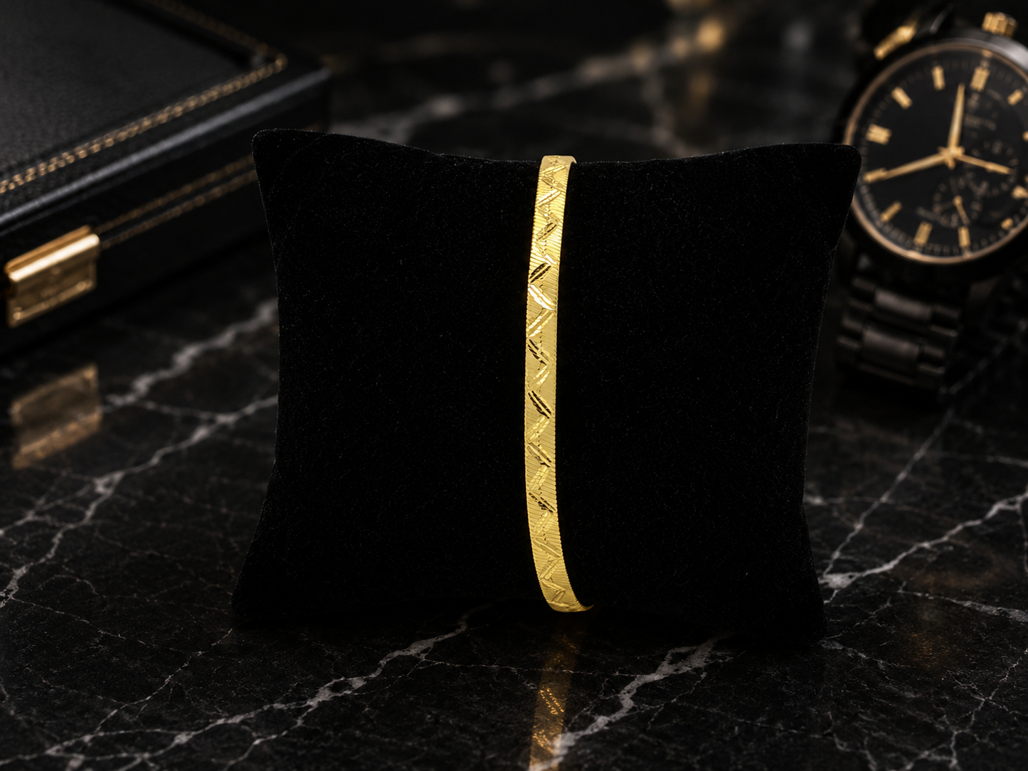 SIGNATURE TEXTURE MICRO GOLD PLATED BRACELET FOR MEN | PREMIUM BRASS MEN'S BRACELET