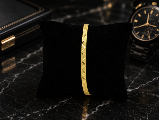SIGNATURE TEXTURE MICRO GOLD PLATED BRACELET FOR MEN | PREMIUM BRASS MEN'S BRACELET