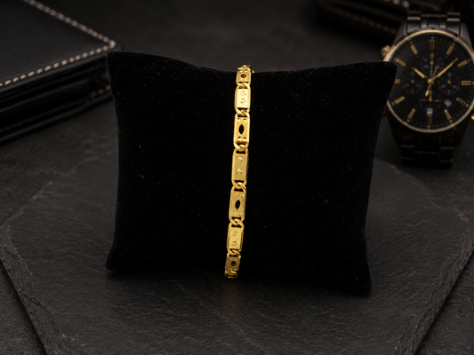 TITANIUM BLOCK MICRO GOLD PLATED BRACELET FOR MEN | PREMIUM BRASS MEN'S BRACELET