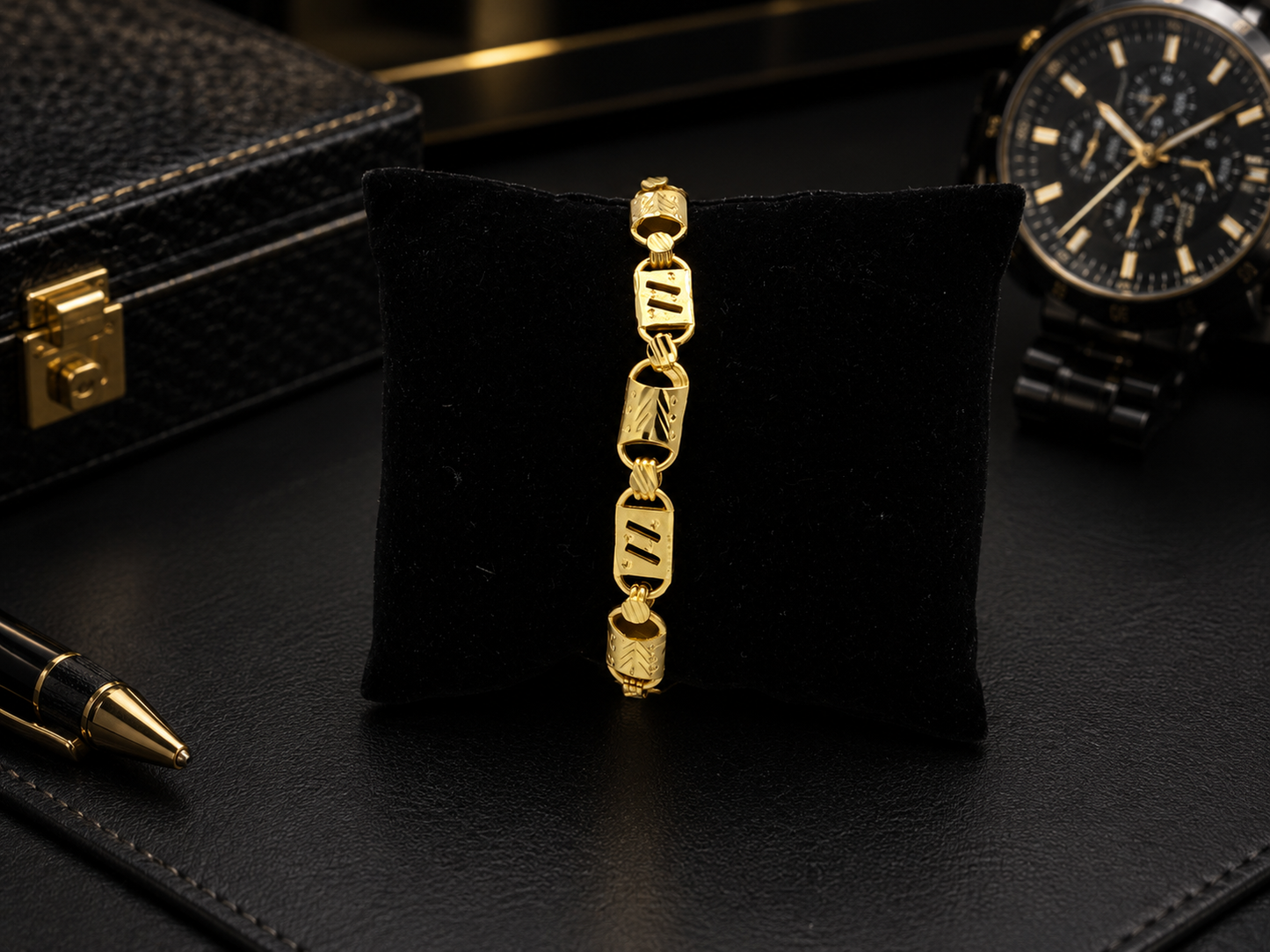 ROYAL BARREL GOLD PLATED BRACELET FOR MEN