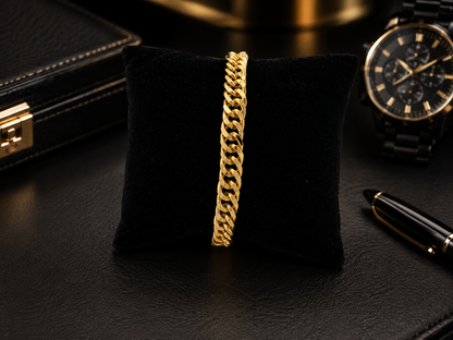CURB LINK MICRO GOLD PLATED BRACELET FOR MEN | PREMIUM BRASS CURB LINK BRACELET