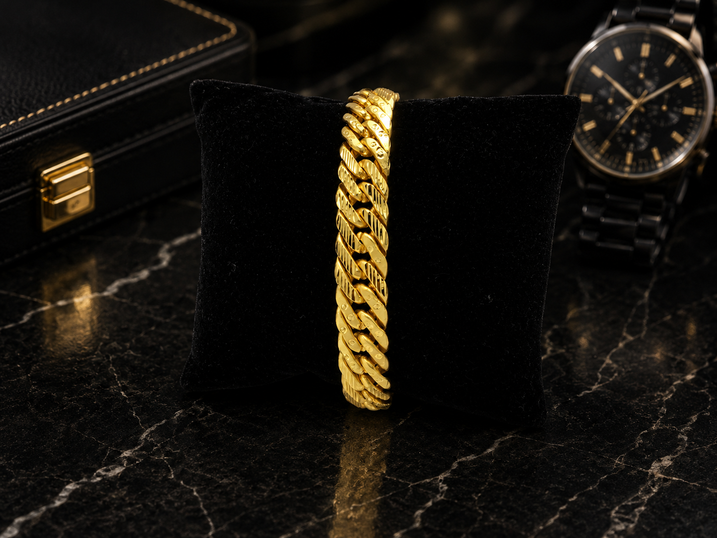 IMPERIAL DIAMOND CUT CUBAN MICRO GOLD PLATED BRACELET FOR MEN | PREMIUM BRASS BRACELET