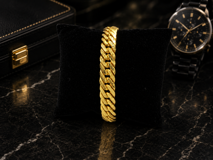 IMPERIAL DIAMOND CUT CUBAN MICRO GOLD PLATED BRACELET FOR MEN | PREMIUM BRASS BRACELET