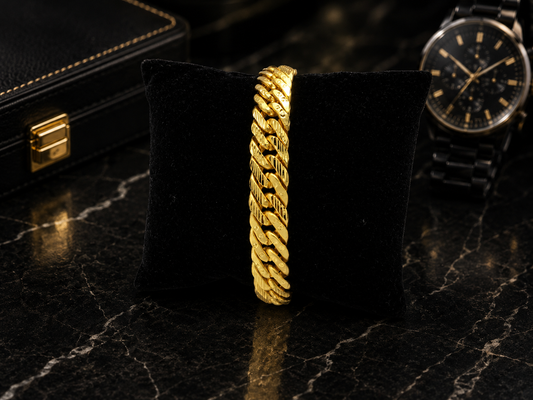 IMPERIAL DIAMOND CUT CUBAN MICRO GOLD PLATED BRACELET FOR MEN | PREMIUM BRASS BRACELET