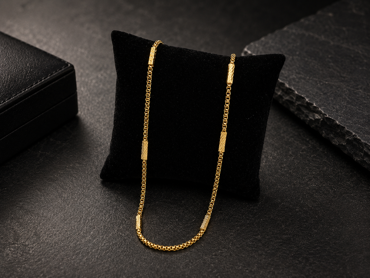 AURIC BARLINK MICRO GOLD PLATED CHAIN FOR MEN | PREMIUM BRASS GOLD CHAIN