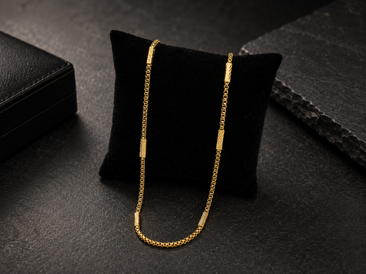AURIC BARLINK MICRO GOLD PLATED CHAIN FOR MEN | PREMIUM BRASS GOLD CHAIN