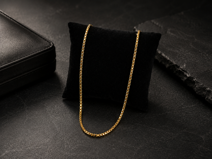 IMPERIAL MINIMAL BOX MICRO GOLD PLATED CHAIN FOR MEN | PREMIUM BRASS BOX CHAIN