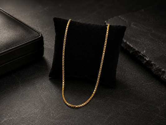 IMPERIAL MINIMAL BOX MICRO GOLD PLATED CHAIN FOR MEN | PREMIUM BRASS BOX CHAIN