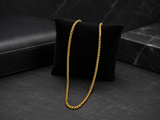 AURA GRID SLIM MICRO GOLD PLATED CHAIN FOR MEN | PREMIUM BRASS GOLD CHAIN