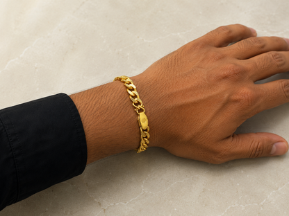 AURIC BOLD CUBAN LINK MICRO GOLD PLATED BRACELET FOR MEN | PREMIUM BRASS CUBAN LINK BRACELET