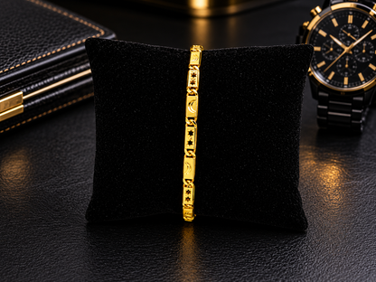 CELESTIAL LINK MICRO GOLD PLATED BRACELET FOR MEN | PREMIUM BRASS LINK BRACELET
