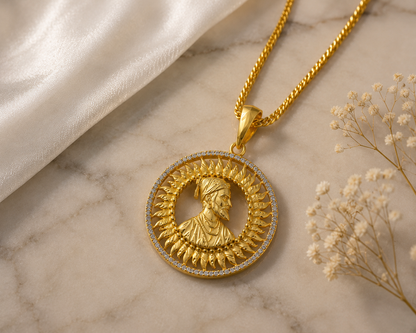 CHHATRAPATI SHIVAJI MAHARAJ MICRO GOLD PLATED MEN’S CHAIN PENDANT