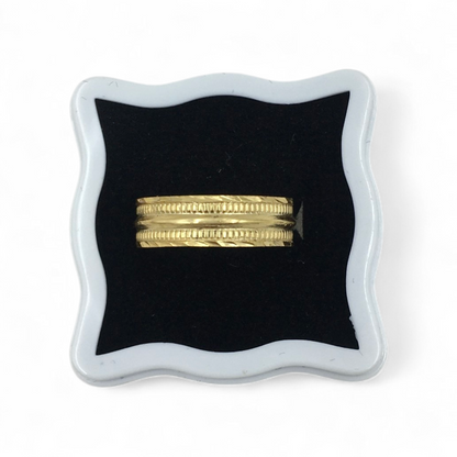 PREMIUM DOUBLE TEXTURE GOLD BAND LADIES RING