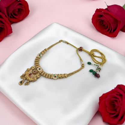 ANTIQUE GOLD RAJWADI NECKLACE SET