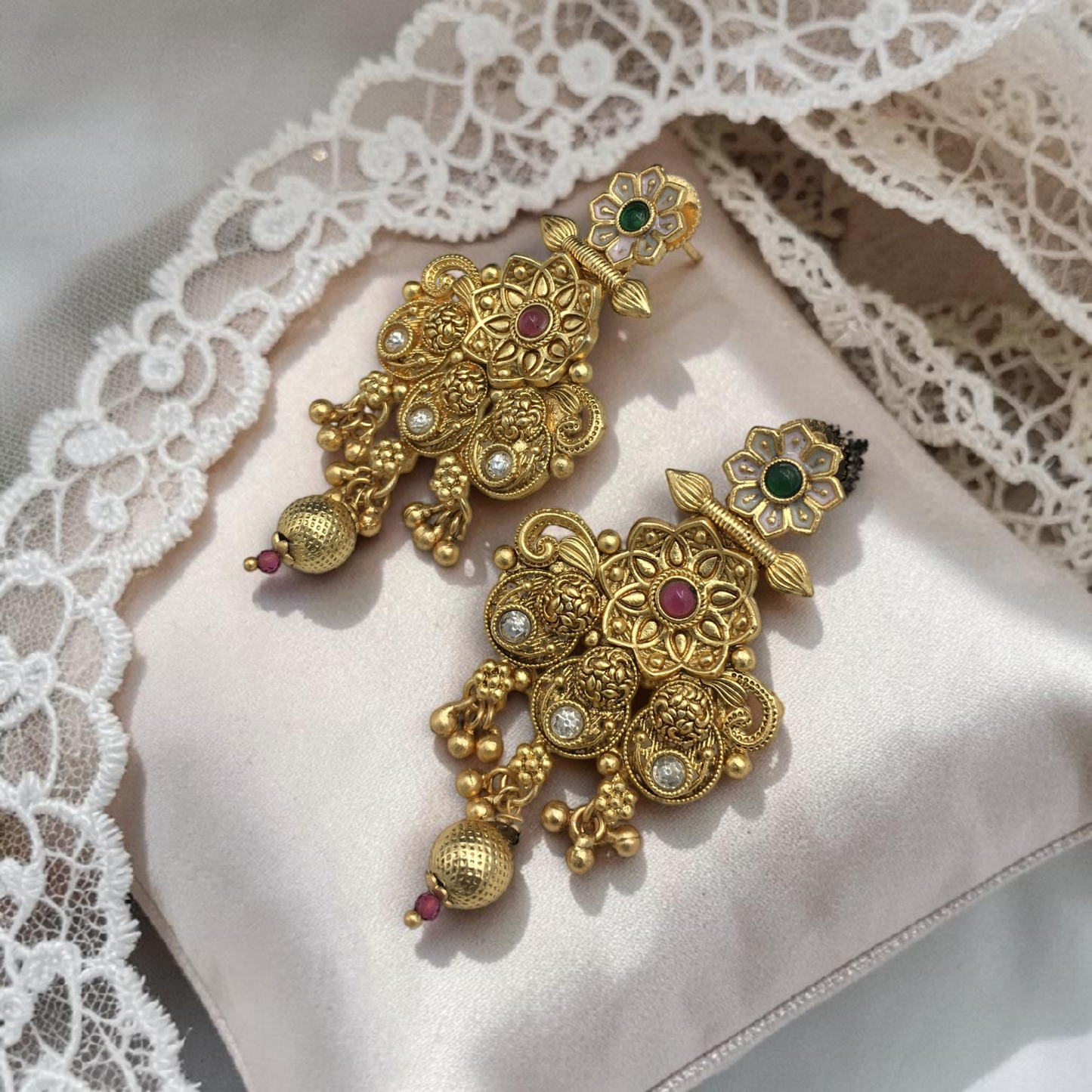 ROYAL RAJWADI ANTIQUE GOLD NECKLACE SET