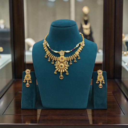 PREMIUM RAJWADI LAYERED NECKLACE SET