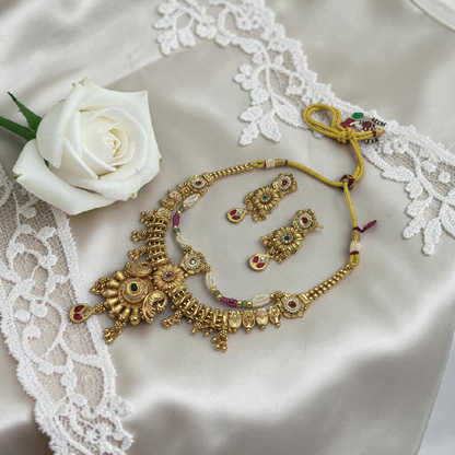 PREMIUM RAJWADI LAYERED NECKLACE SET