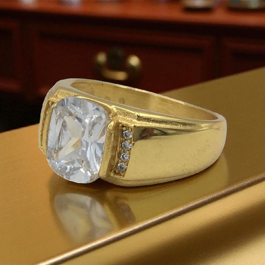 CRYSTAL WHITE  MICRO GOLD PLATED RING