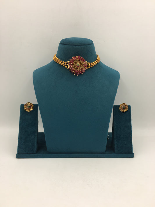 DEVESHI GOLDEN NECKLACE SET