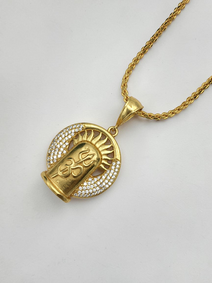 MAHADEV TRISHUL MICRO GOLD PLATED PENDANT CHAIN