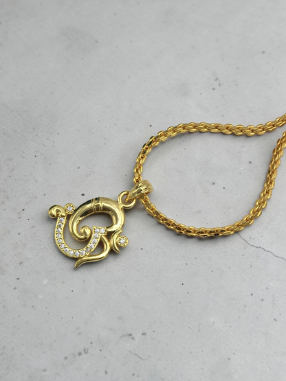 GANPATI OM MICRO GOLD PLATED CHAIN PENDANT