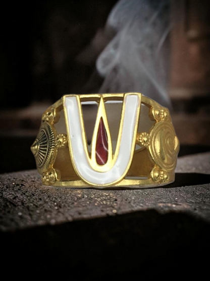 SHANKH CHAKRA TILAK MICRO GOLD PLATED MEN’S RING
