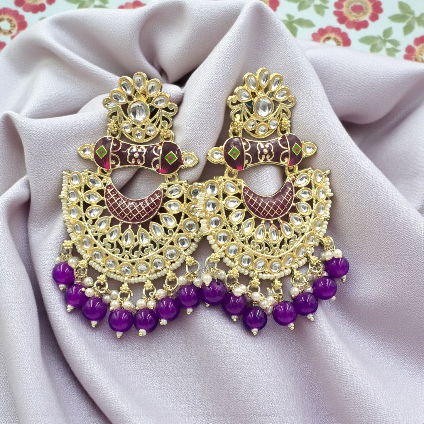 NOOR-E-GUL KUNDAN DROPS CHANDBALI