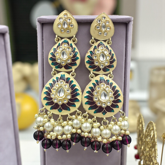 ZEHRA CRESCENT KUNDAN DROPS CHANDBALI