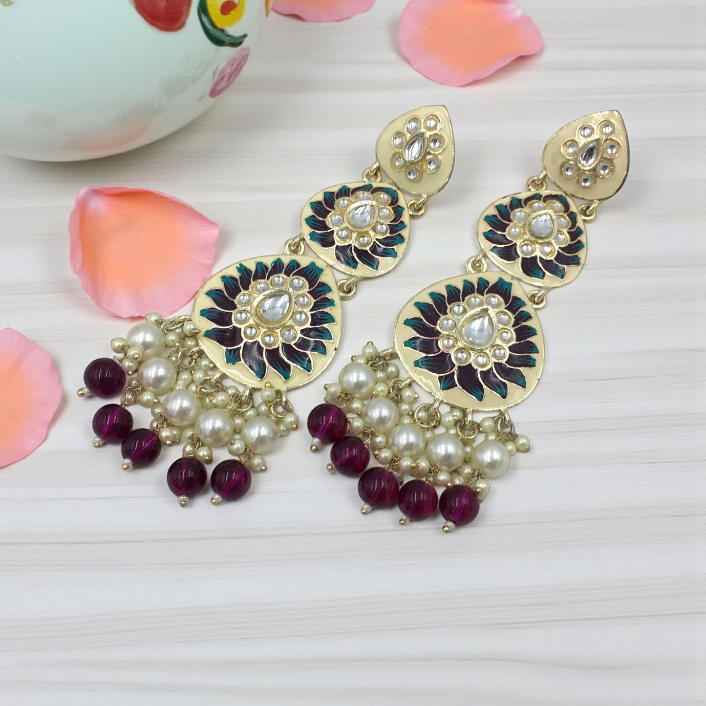 ZEHRA CRESCENT KUNDAN DROPS CHANDBALI