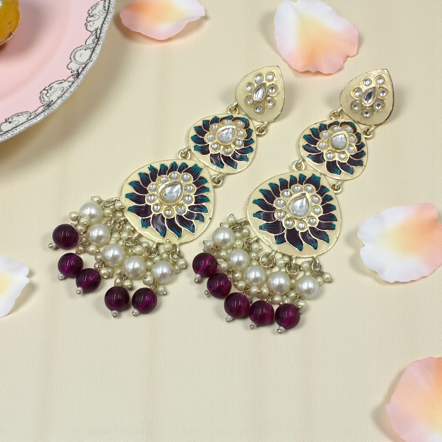 ZEHRA CRESCENT KUNDAN DROPS CHANDBALI