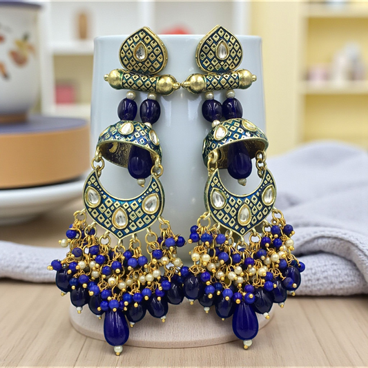 JAIPURI ADAH KUNDAN DROPS CHANDBALI