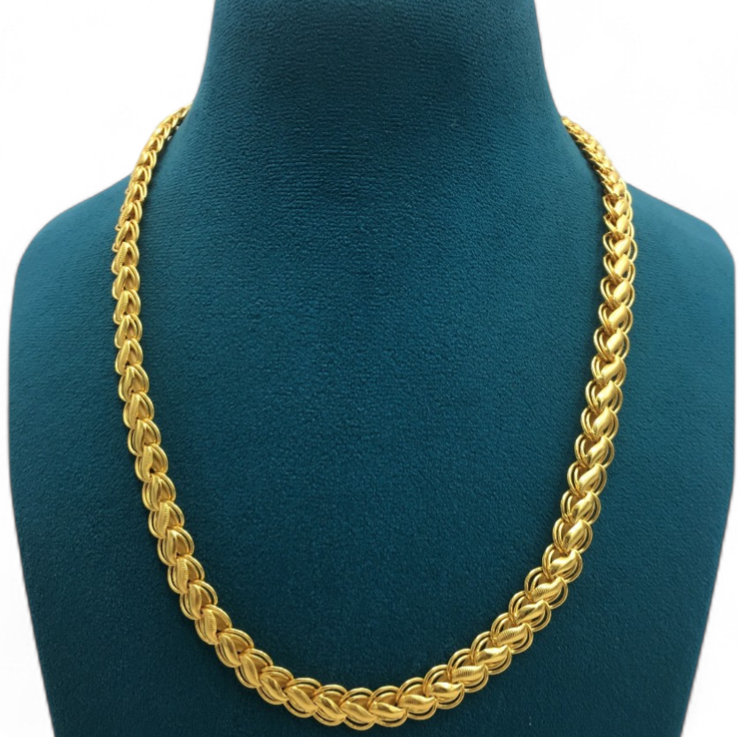 MODERN TEXTURED PATTERN GOLD PLATED MEN'S CHAIN
