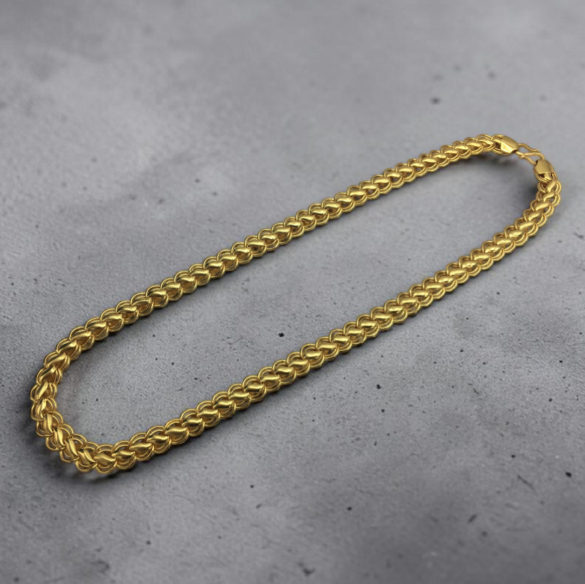 MODERN TEXTURED PATTERN GOLD PLATED MEN'S CHAIN