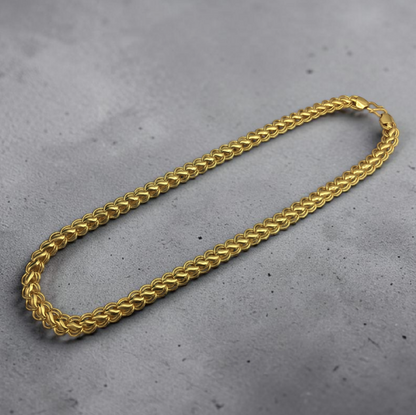 MODERN TEXTURED PATTERN GOLD PLATED MEN'S CHAIN