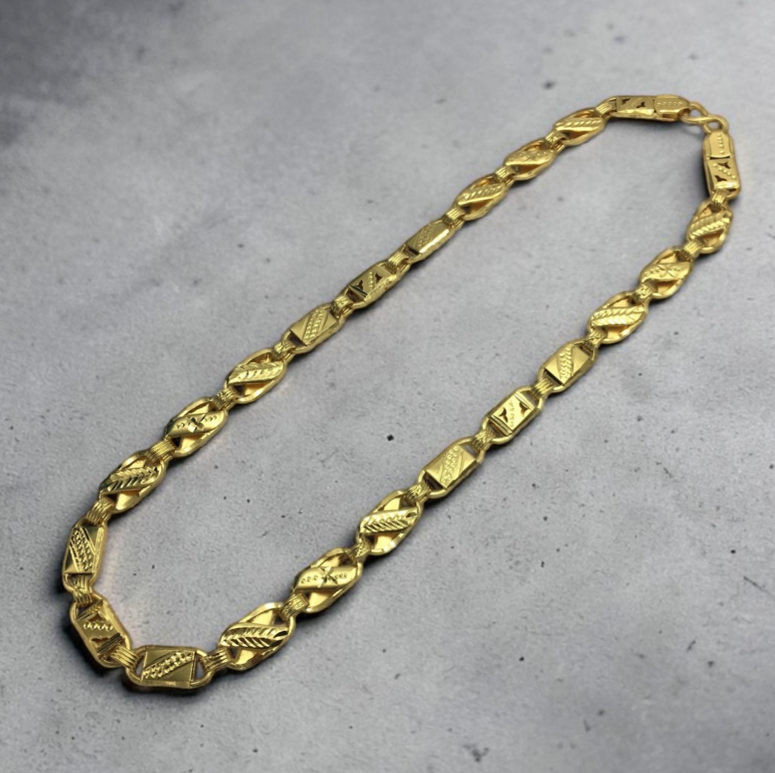ROYAL TEXTURED LINK MICRO GOLD MEN'S CHAIN