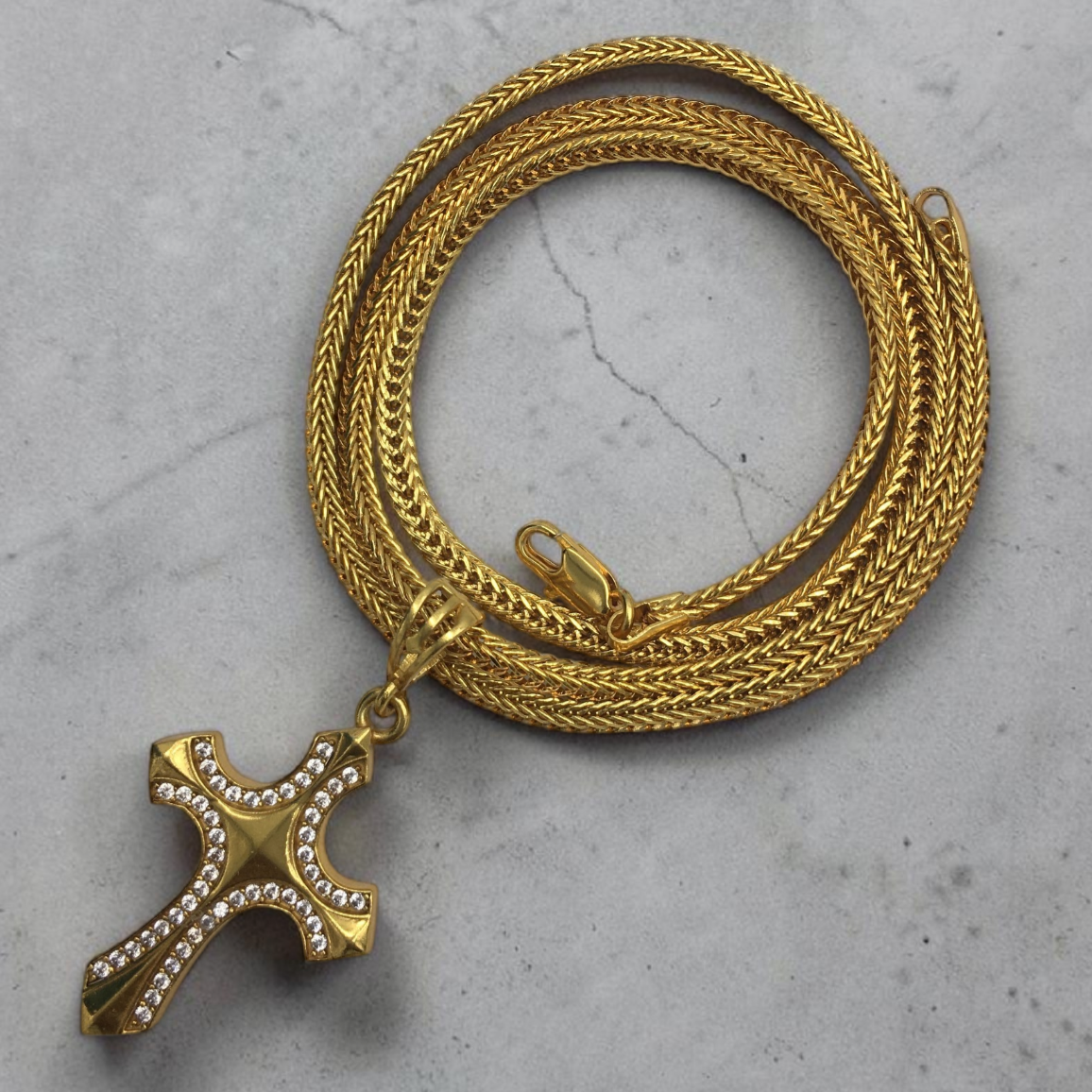 PREMIUM MICRO GOLD CROSS PENDANT MEN'S CHAIN