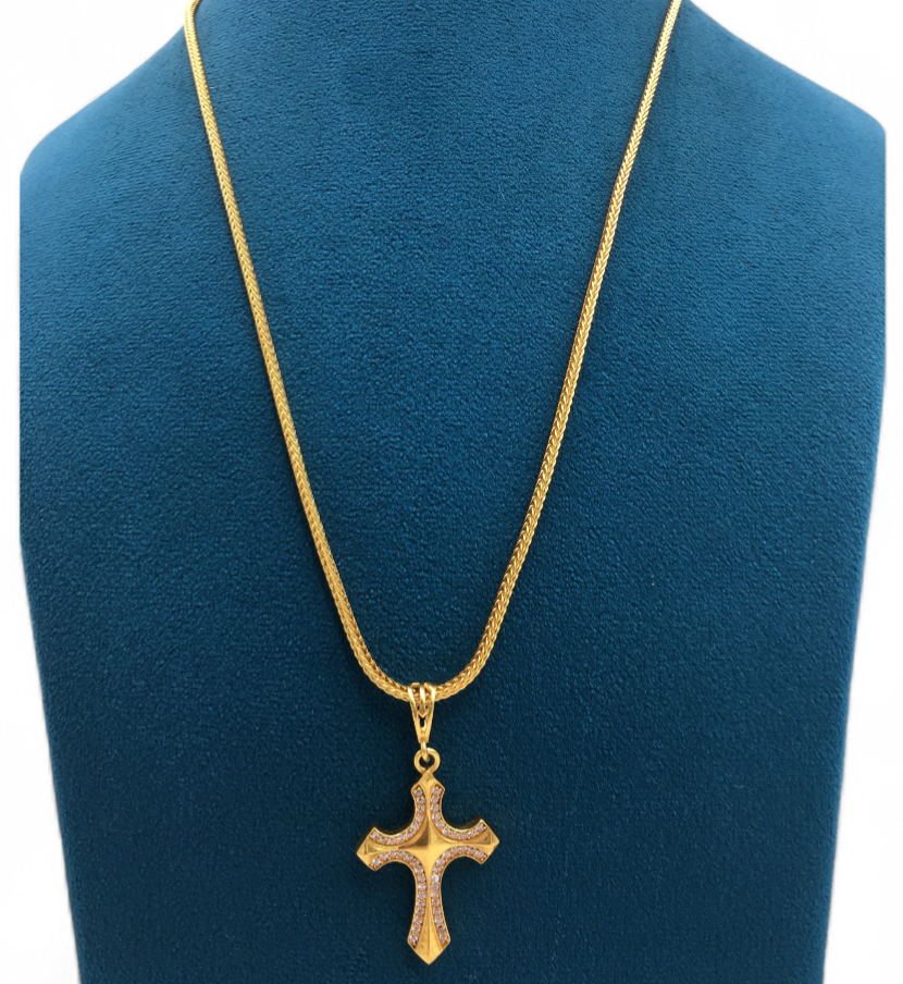 PREMIUM MICRO GOLD CROSS PENDANT MEN'S CHAIN
