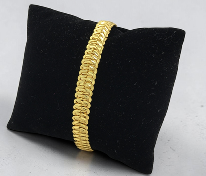 HEAVY GOLD FINISH CURB LINK MICRO GOLD PLATED BRACELET FOR MEN | PREMIUM BRASS BRACELET
