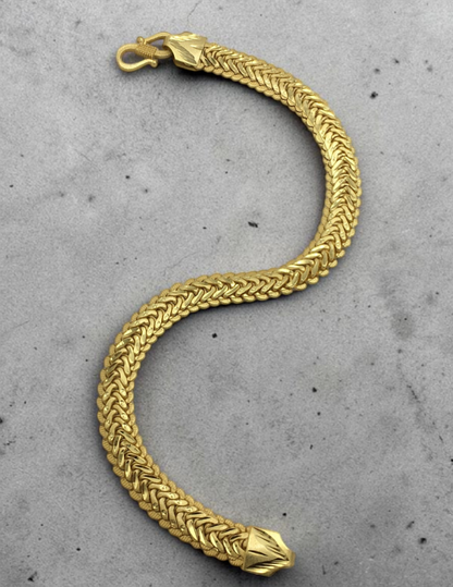HEAVY GOLD FINISH CURB LINK MICRO GOLD PLATED BRACELET FOR MEN | PREMIUM BRASS BRACELET