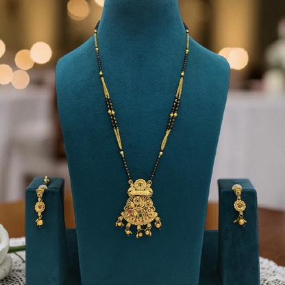 HERITAGE RAJWADI TEMPLE DESIGN MANGALSUTRA WITH TRADITIONAL GHUNGRU