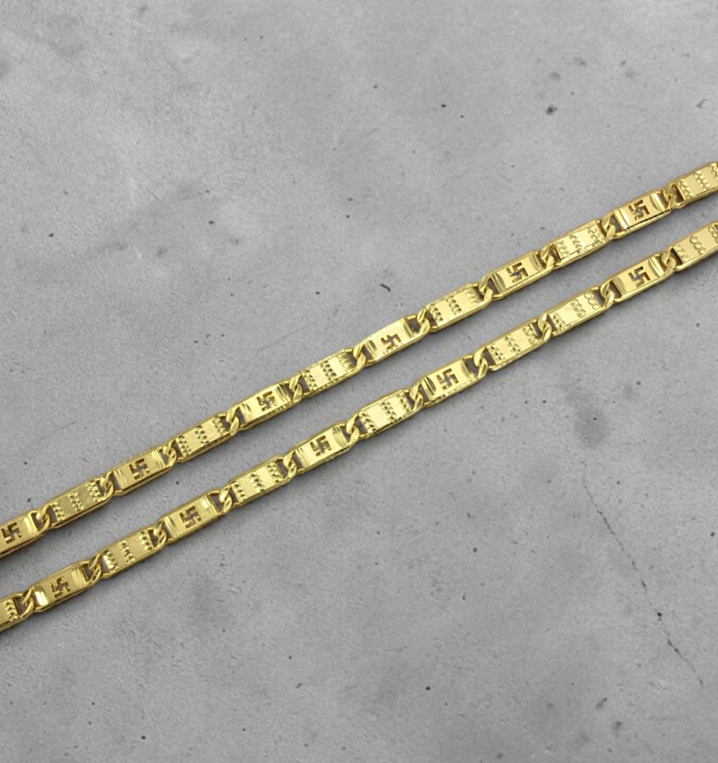 AUSPICIOUS SWASTIK ENGRAVED MEN’S GOLD CHAIN