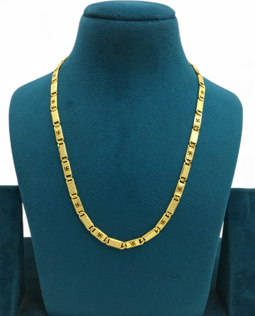 AUSPICIOUS SWASTIK ENGRAVED MEN’S GOLD CHAIN