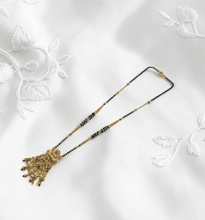 HERITAGE RAJWADI TEMPLE DESIGN MANGALSUTRA WITH TRADITIONAL GHUNGRU