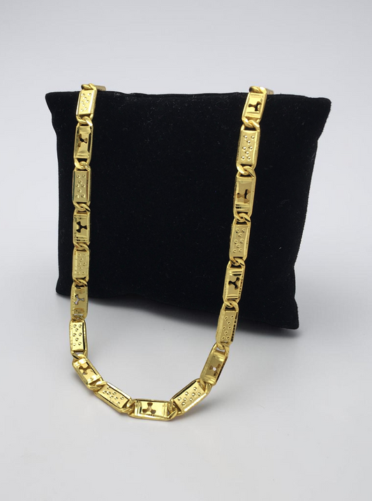 BOLD TEXTURE RECTANGULAR MEN’S GOLD CHAIN