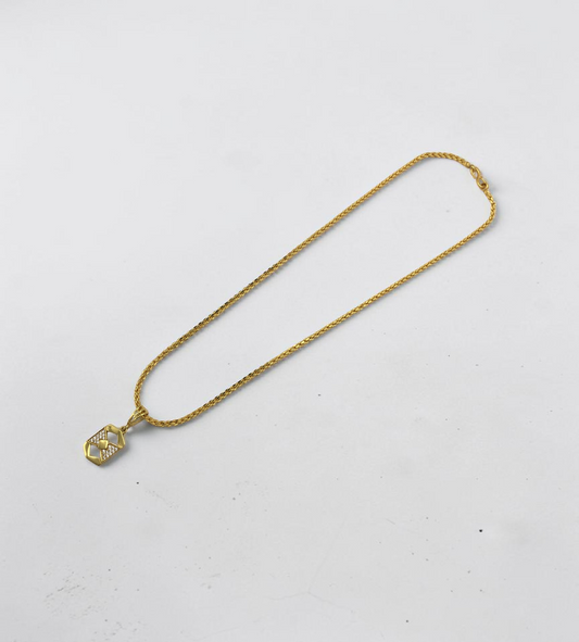 BLACK ACCENT MICRO GOLD PLATED PENDANT CHAIN