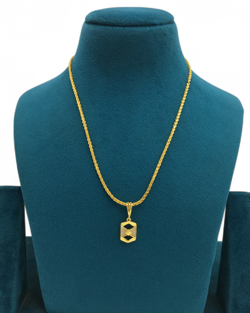 BLACK ACCENT MICRO GOLD PLATED PENDANT CHAIN