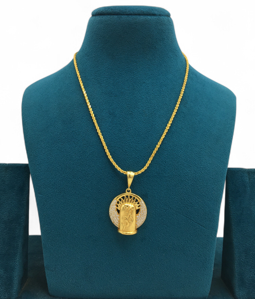 MAHADEV TRISHUL MICRO GOLD PLATED PENDANT CHAIN
