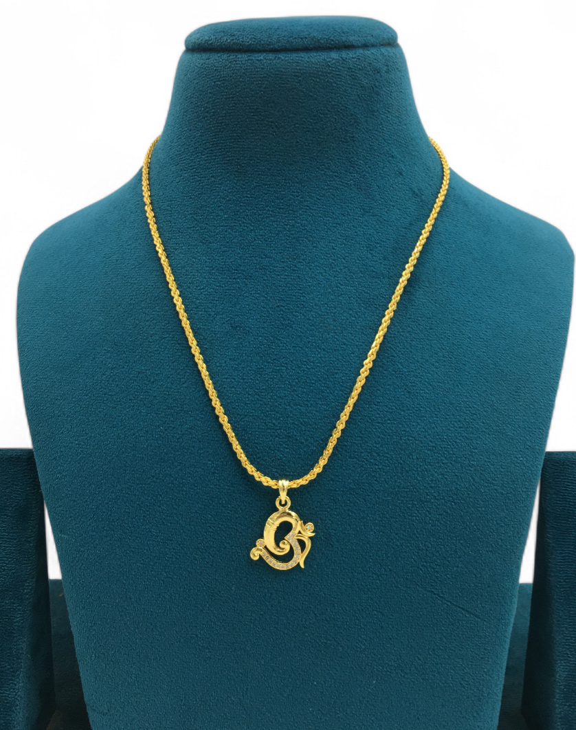 GANPATI OM MICRO GOLD PLATED CHAIN PENDANT