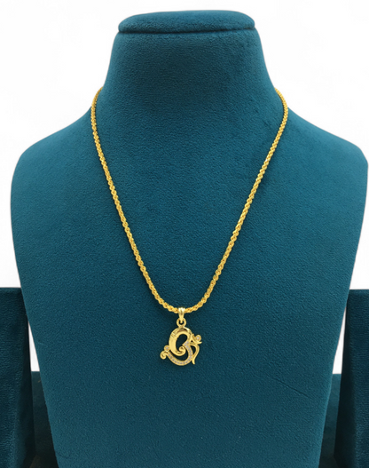 GANPATI OM MICRO GOLD PLATED CHAIN PENDANT